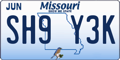 MO license plate SH9Y3K