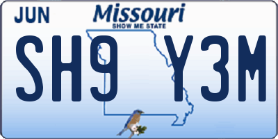 MO license plate SH9Y3M