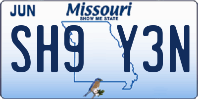 MO license plate SH9Y3N