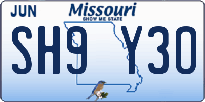 MO license plate SH9Y3O