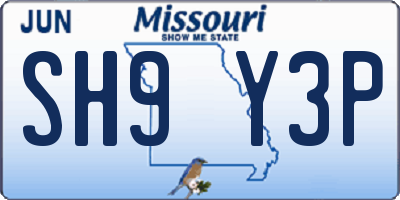 MO license plate SH9Y3P