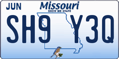 MO license plate SH9Y3Q