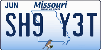 MO license plate SH9Y3T