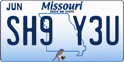 MO license plate SH9Y3U