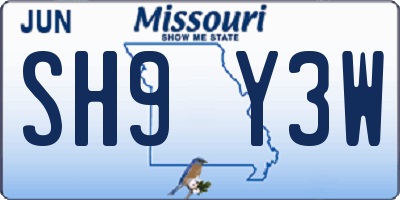 MO license plate SH9Y3W