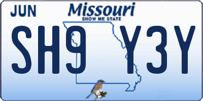 MO license plate SH9Y3Y