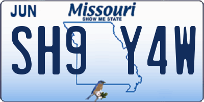 MO license plate SH9Y4W