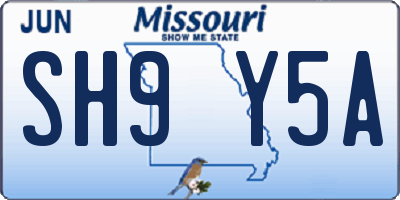 MO license plate SH9Y5A