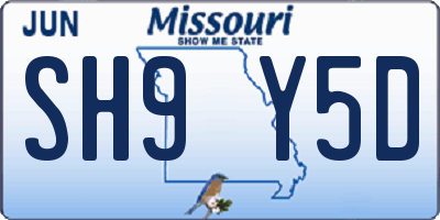MO license plate SH9Y5D