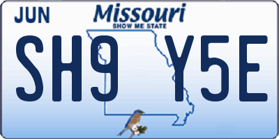 MO license plate SH9Y5E