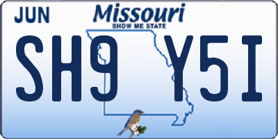MO license plate SH9Y5I