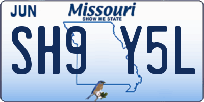 MO license plate SH9Y5L
