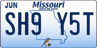 MO license plate SH9Y5T