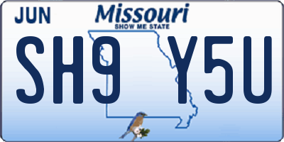 MO license plate SH9Y5U