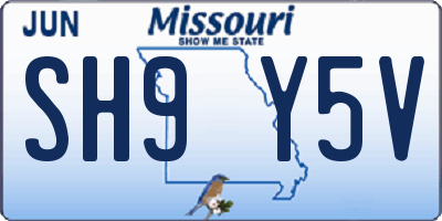 MO license plate SH9Y5V