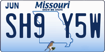 MO license plate SH9Y5W