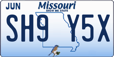 MO license plate SH9Y5X