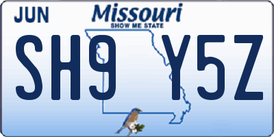 MO license plate SH9Y5Z
