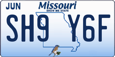 MO license plate SH9Y6F