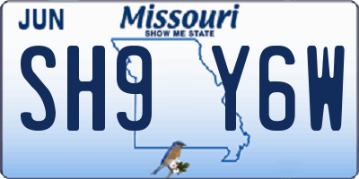 MO license plate SH9Y6W