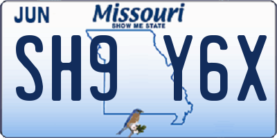 MO license plate SH9Y6X