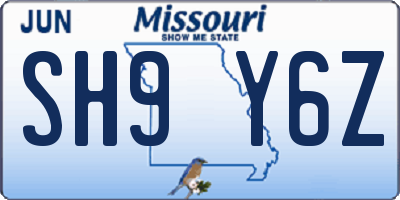 MO license plate SH9Y6Z