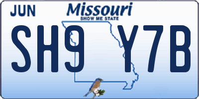 MO license plate SH9Y7B