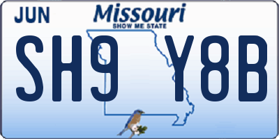 MO license plate SH9Y8B