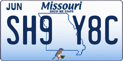 MO license plate SH9Y8C