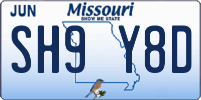 MO license plate SH9Y8D
