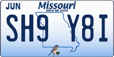 MO license plate SH9Y8I