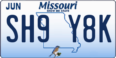 MO license plate SH9Y8K