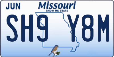 MO license plate SH9Y8M