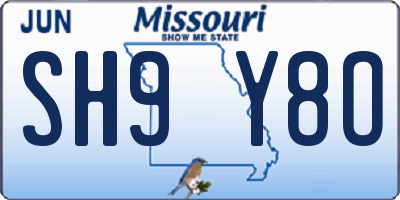 MO license plate SH9Y8O