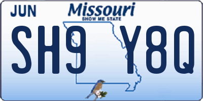MO license plate SH9Y8Q
