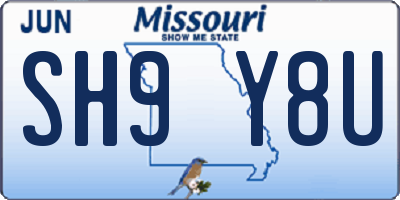 MO license plate SH9Y8U
