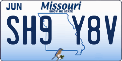 MO license plate SH9Y8V