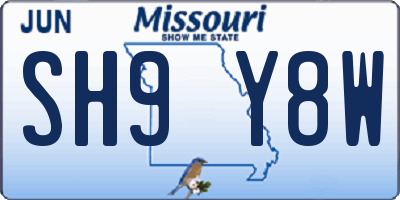 MO license plate SH9Y8W
