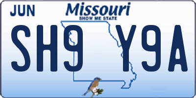 MO license plate SH9Y9A