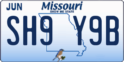 MO license plate SH9Y9B