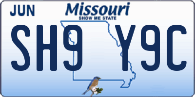 MO license plate SH9Y9C