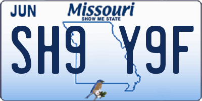 MO license plate SH9Y9F