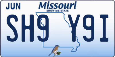 MO license plate SH9Y9I