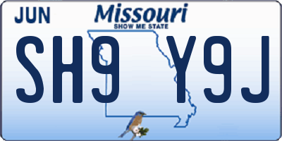 MO license plate SH9Y9J