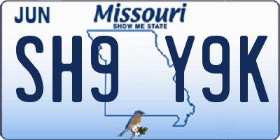 MO license plate SH9Y9K