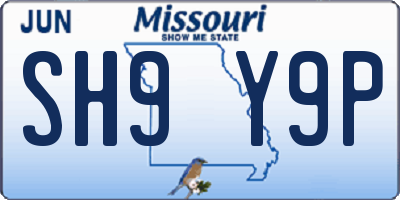 MO license plate SH9Y9P