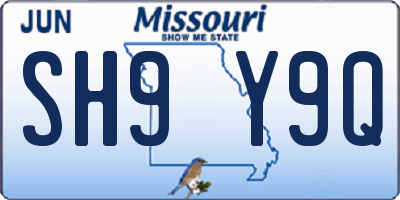 MO license plate SH9Y9Q