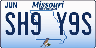 MO license plate SH9Y9S