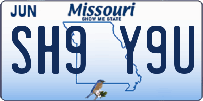MO license plate SH9Y9U
