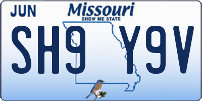 MO license plate SH9Y9V